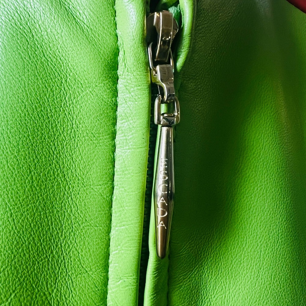 ✨ Escada 90’s 💗💚Colorblock Leather Jacket & Skirt Set! Collector’s Piece - Picture 7 of 11